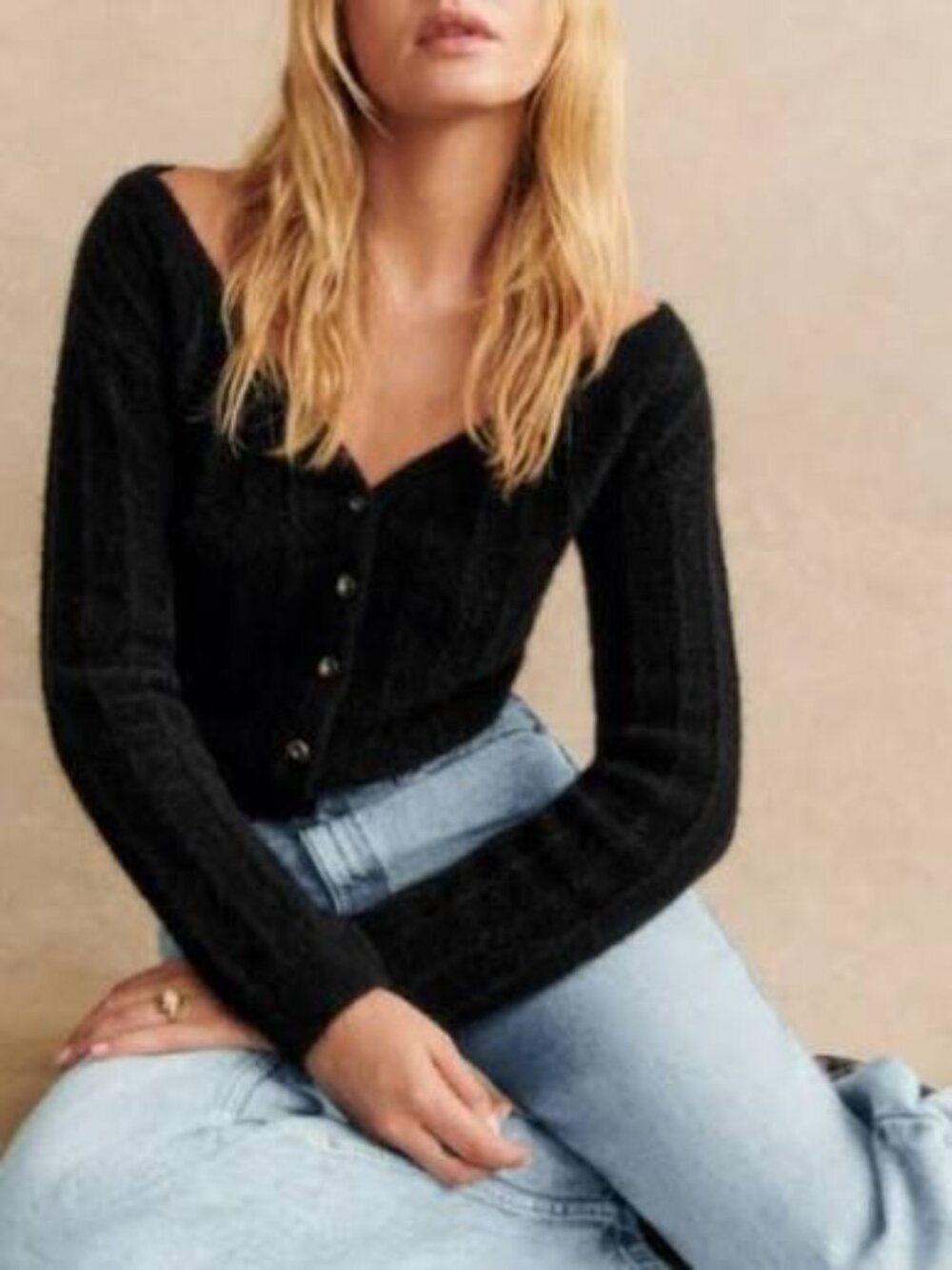 Sezane Abele Black Cardigan